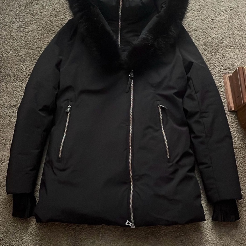 RUDSAK Black Puffer Coat with Fur Trim